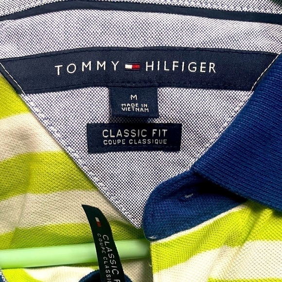 Tommy Hilfiger Men's Green Striped Polo Shirt Classic Fit Size M - Picture 8 of 8
